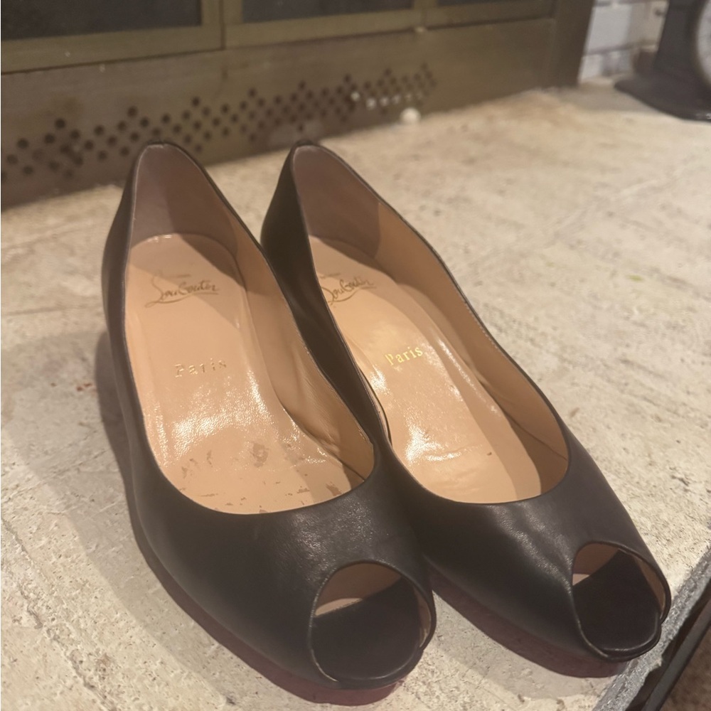 Christian Louboutin Black Peep Toe Pumps